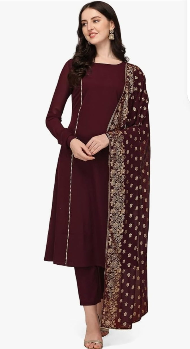 Cotton A-Line kurti paint with duppata