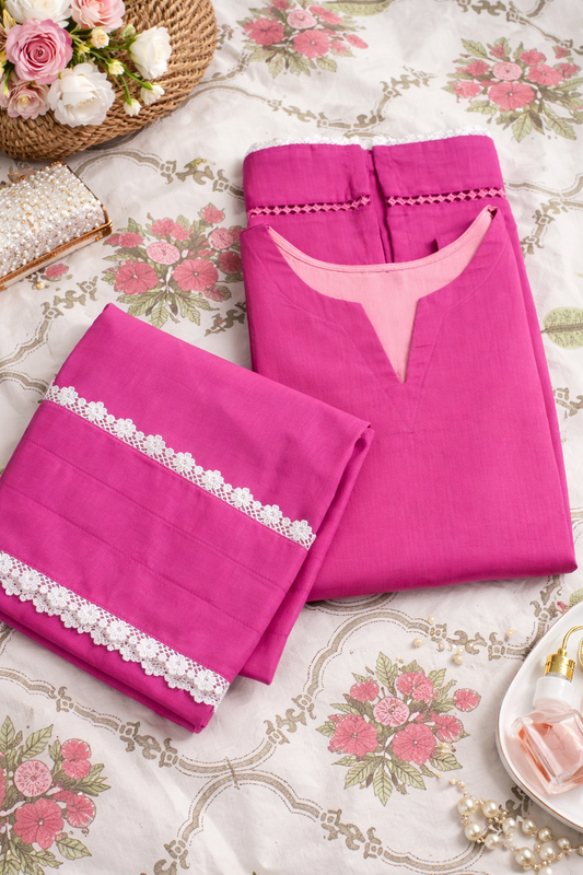 Pink short kurti with farsi salwar