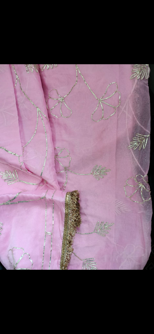 Pink gotapati sari