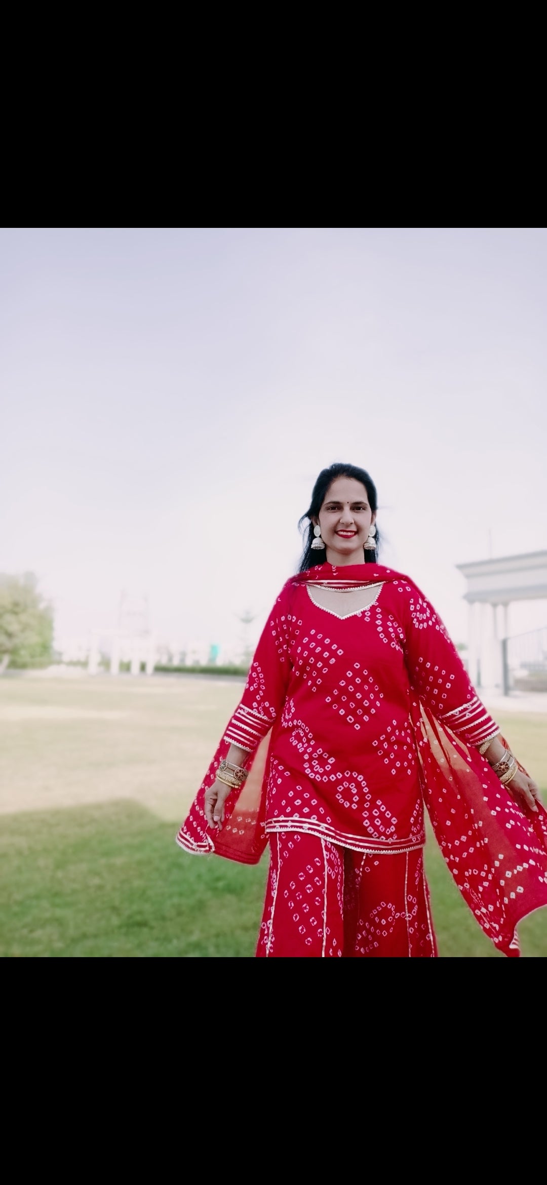 Red Bandhani Sharara suit