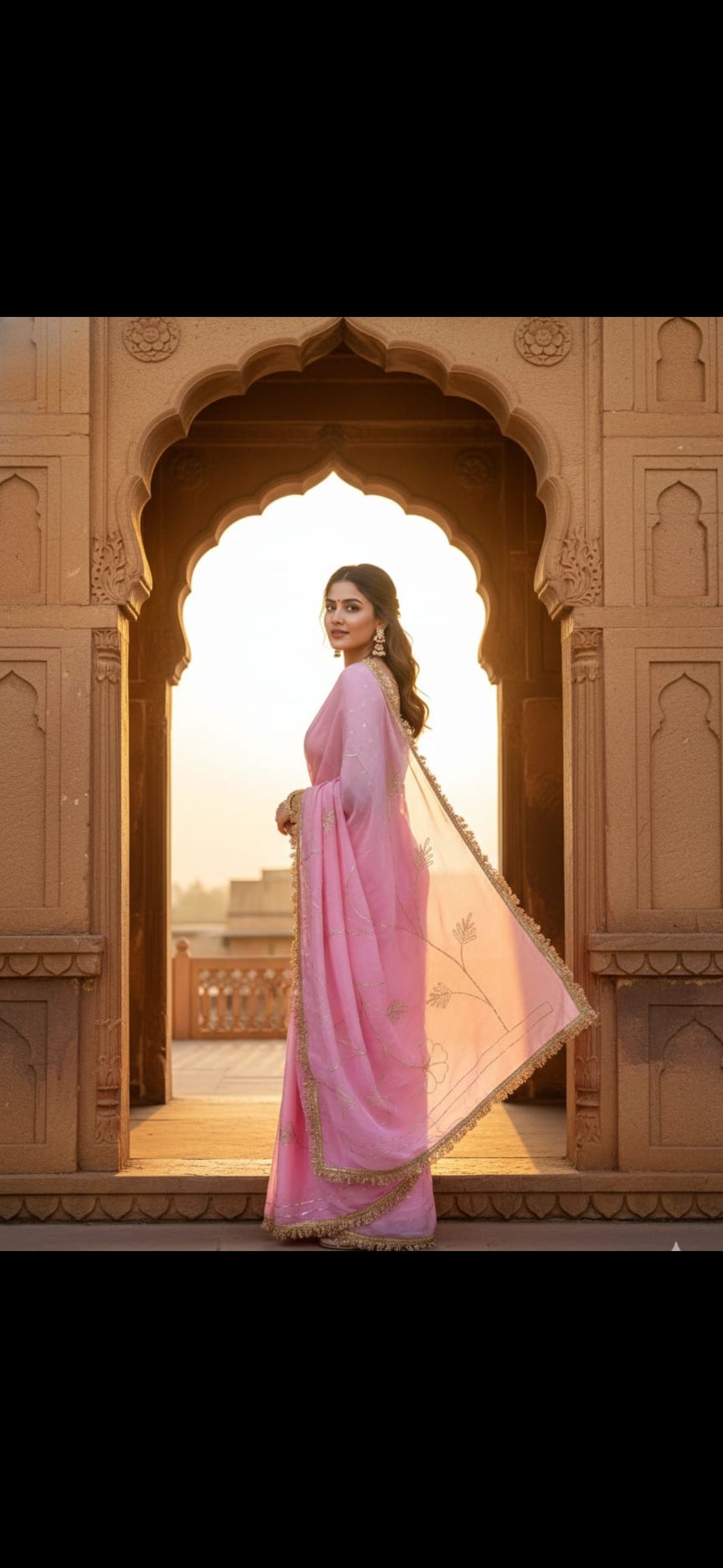Pink gotapati sari
