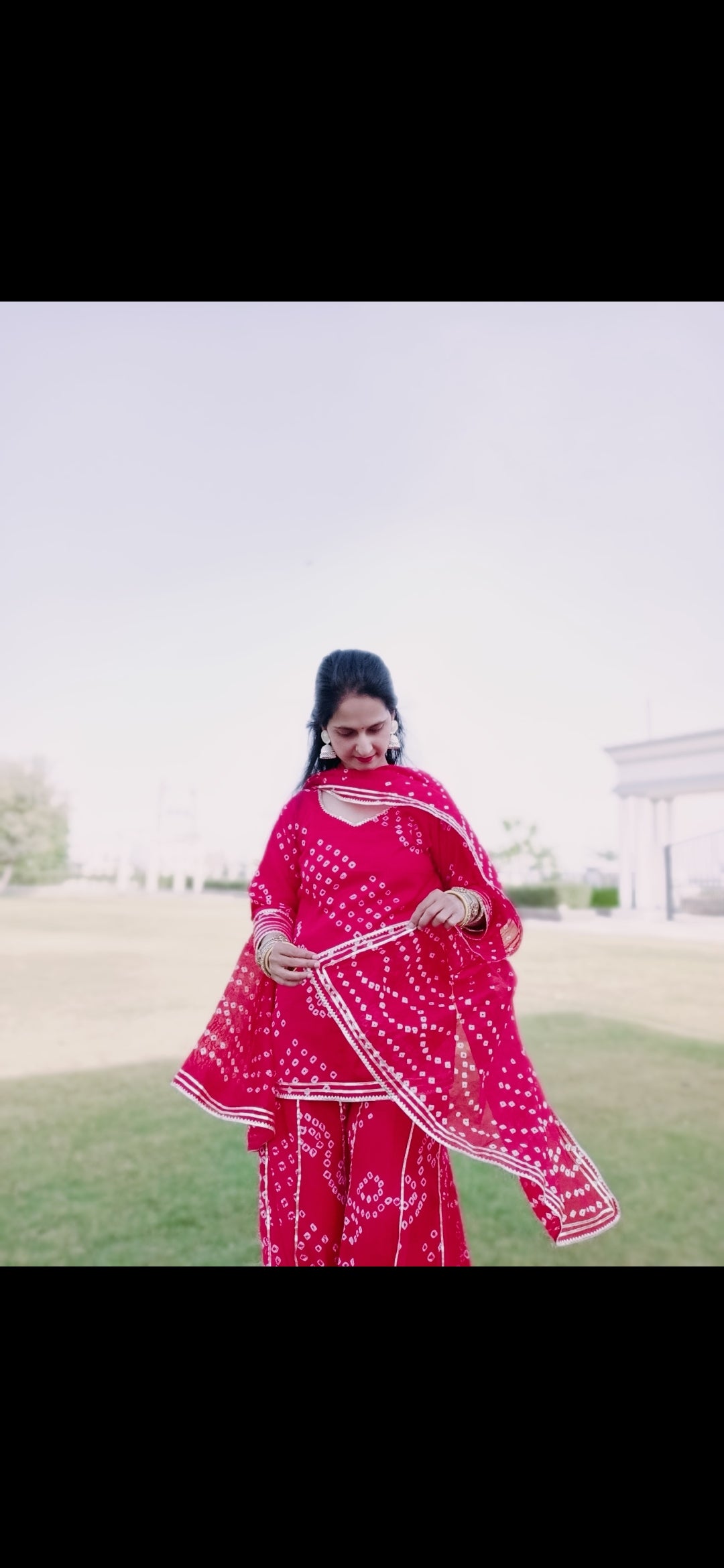 Red Bandhani Sharara suit