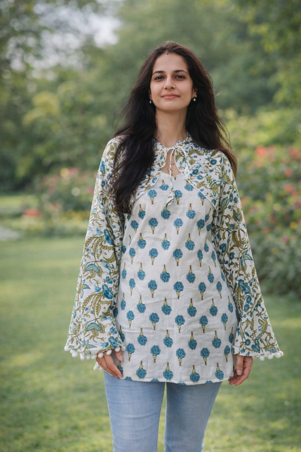 White blue jacket kurti🥰