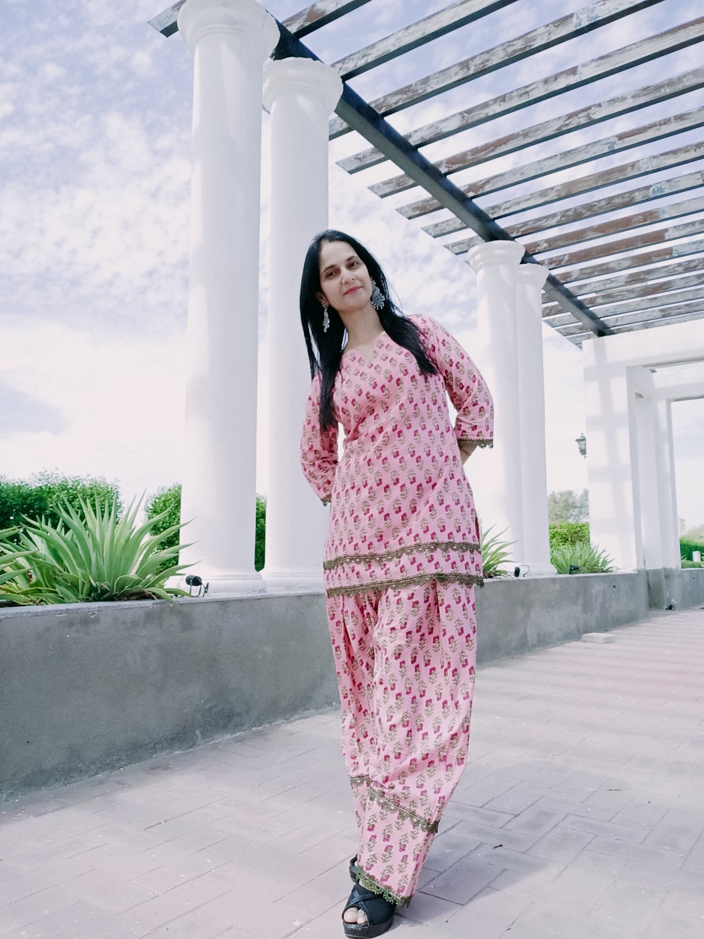 Pink green farsi salwar set