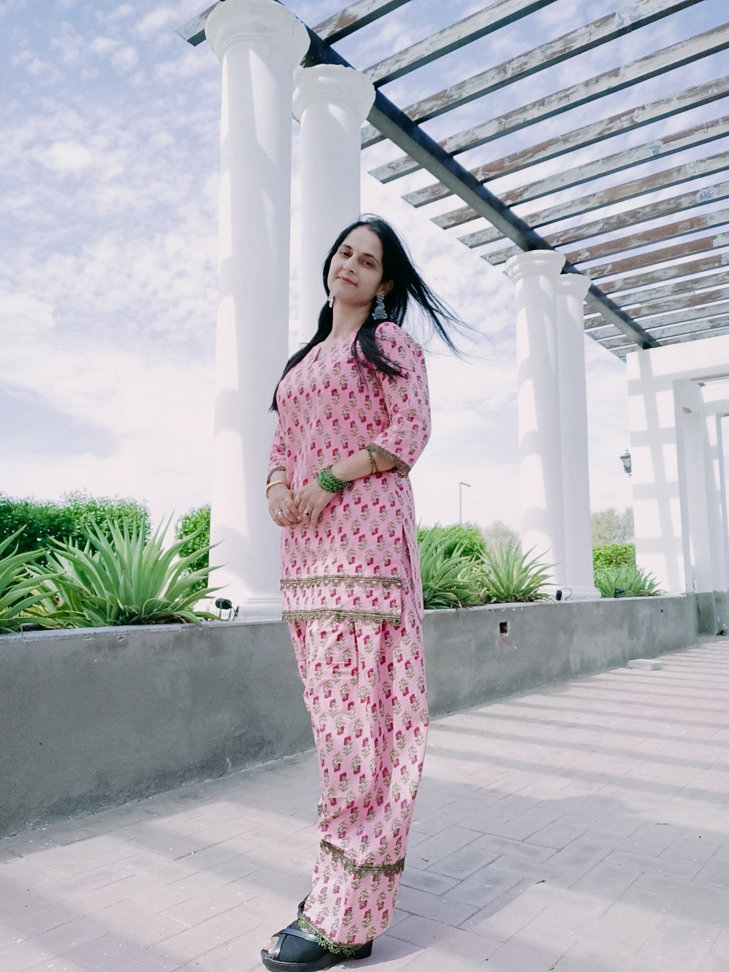Pink green farsi salwar set