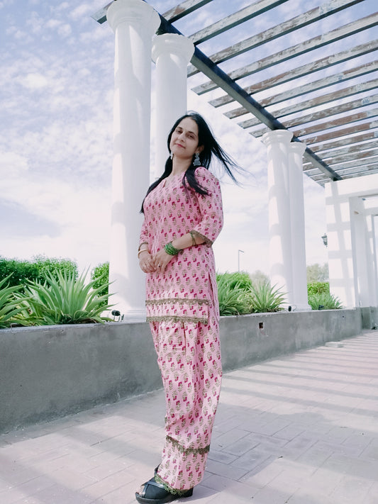 Pink green farsi salwar set
